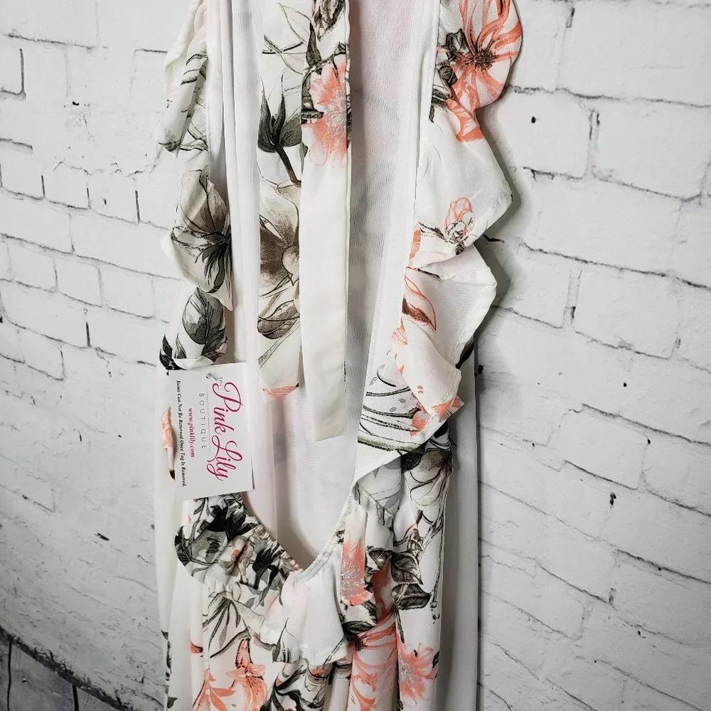 NWT Small Pink Lily Small Peach Love Floral Dress Boutique Wedding Guest Flowers - Picture 4 of 6